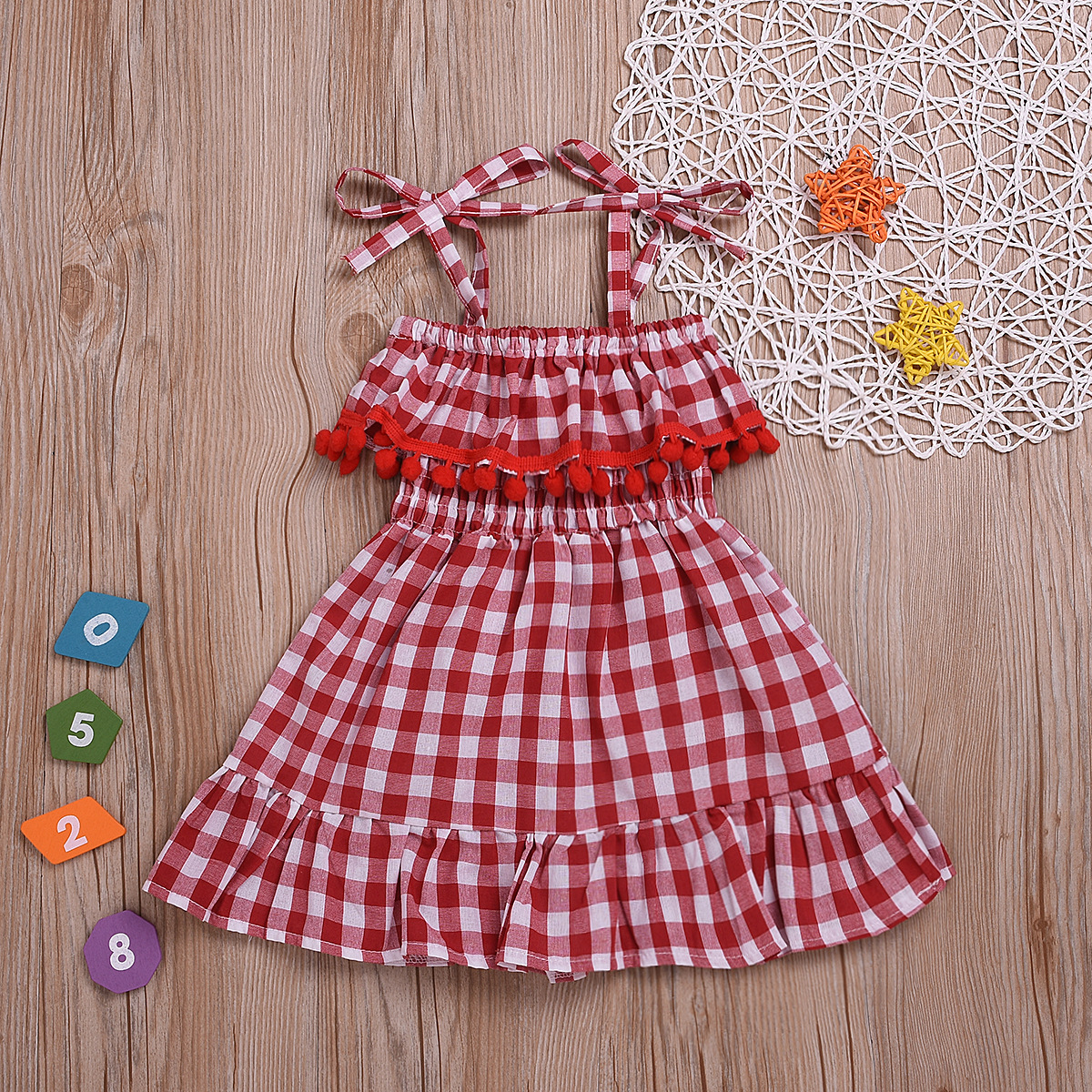 

Summer Plaid Print Tie-up Dress