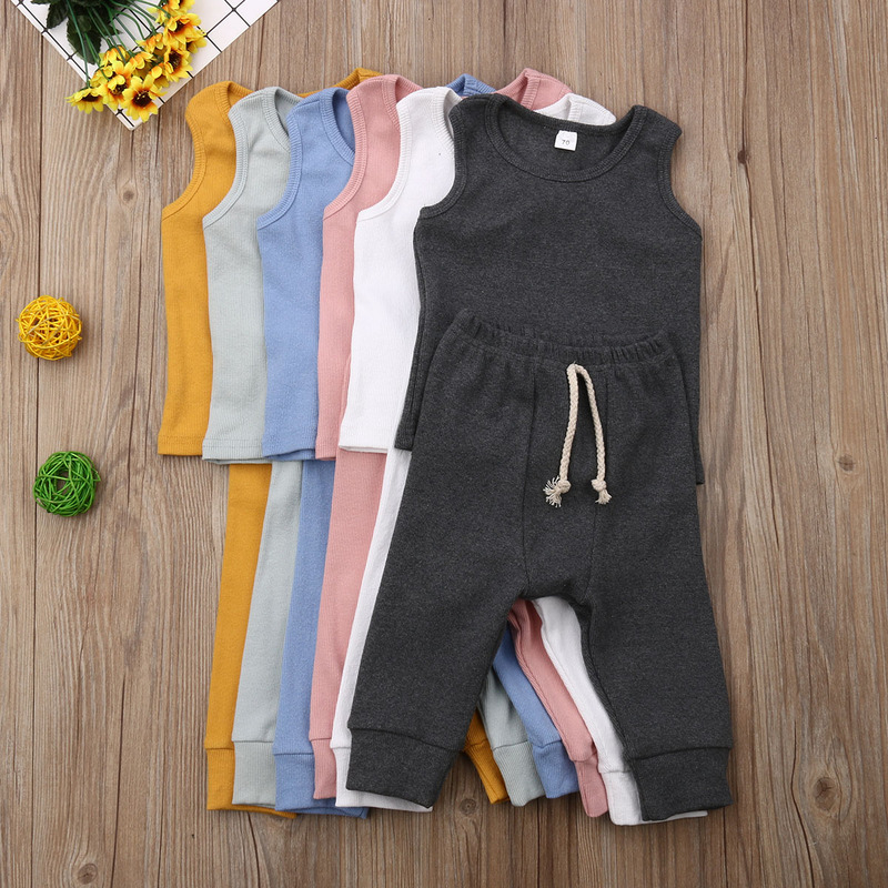 

Baby / Toddler Causal Solid Tank and Pants Set