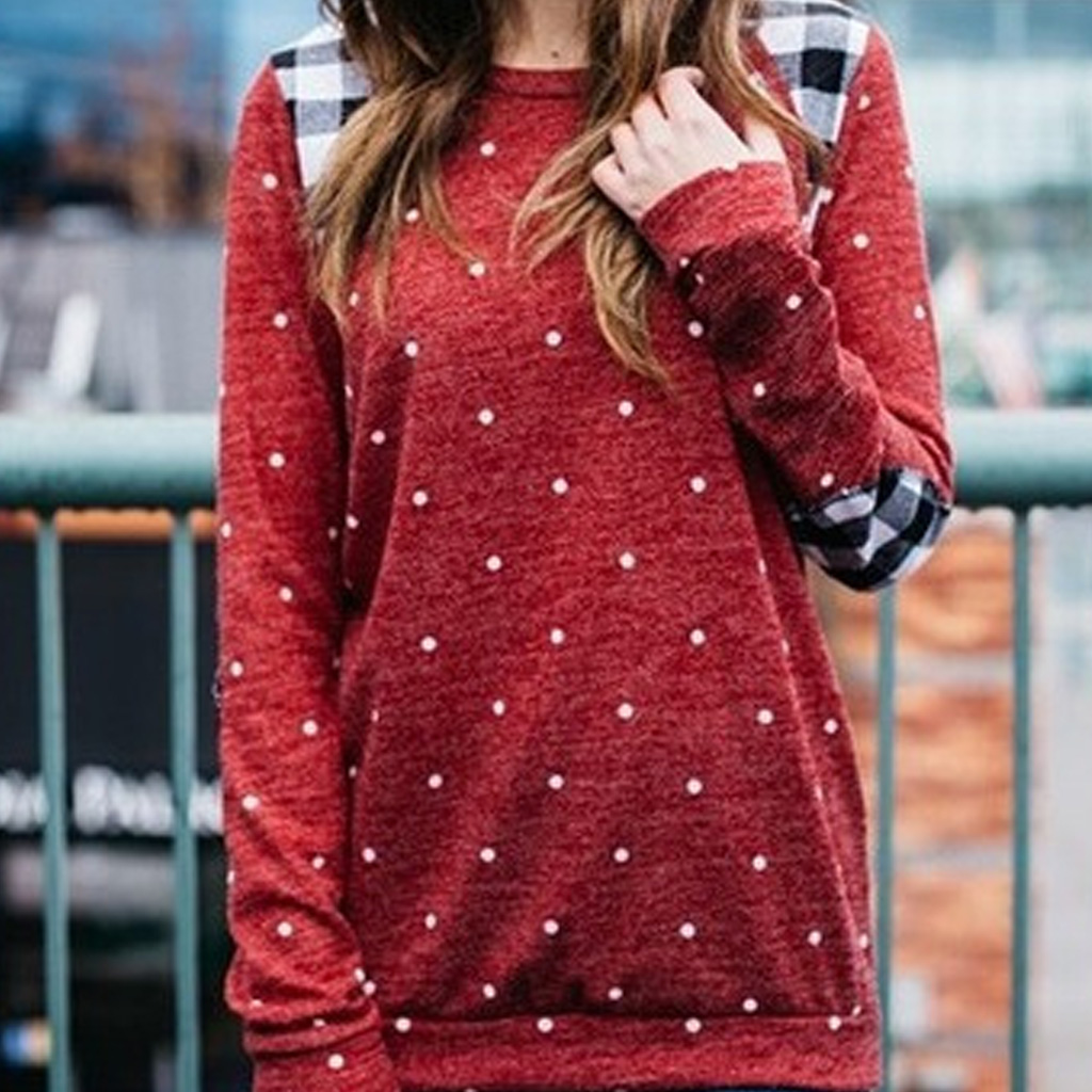

Chic Dotted Patchwork Long-sleeve Top