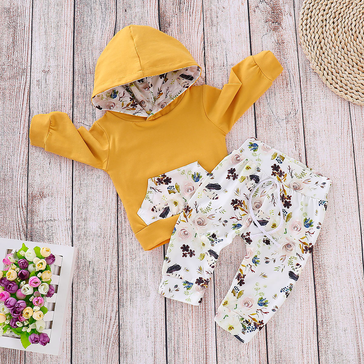 

Sassy Floral Long-sleeve Hoodie and Pants Set
