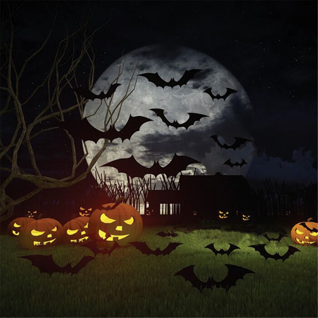 

12-pack 3D Halloween Simulation Bat Wall Sticker
