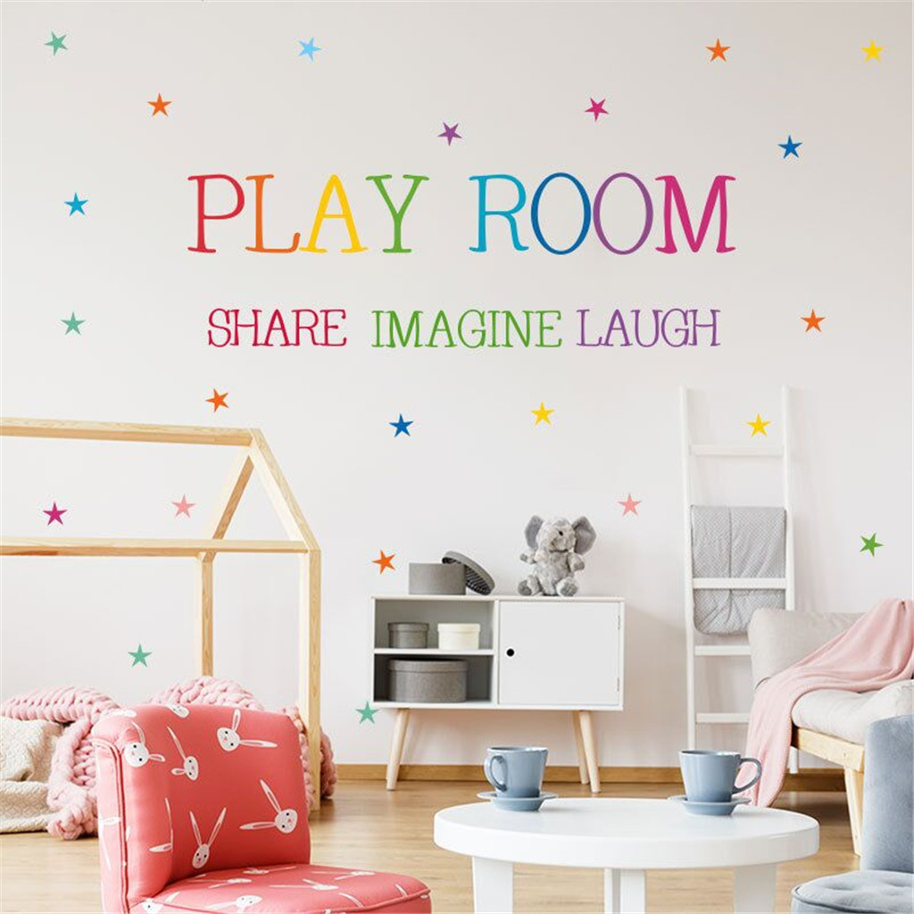 

Colorful Play Room Letter Print Wall Sticker