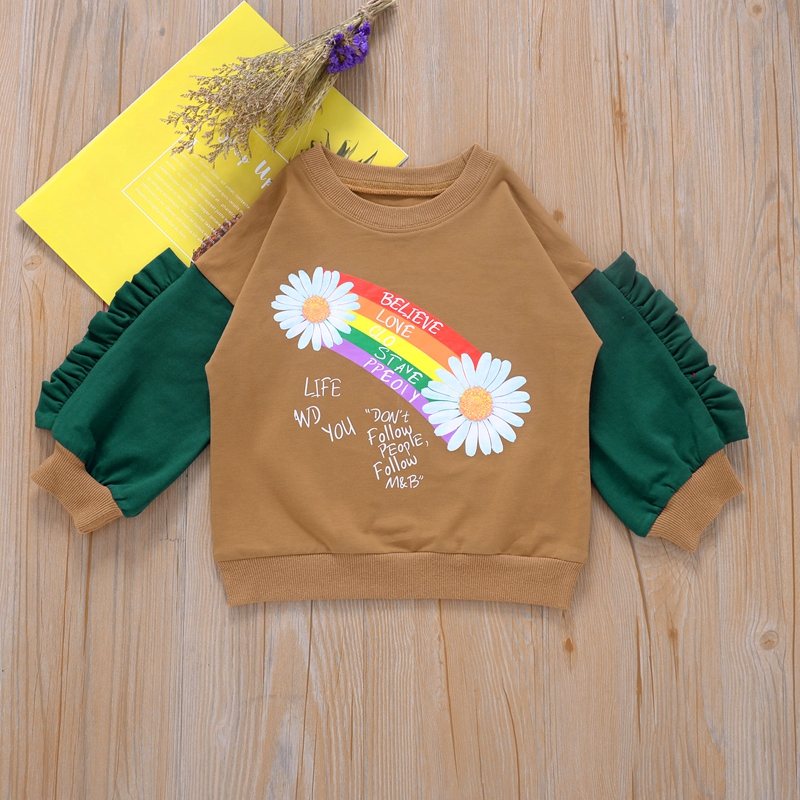 

Baby / Toddler Daisy Rainbow Letter Splice Long-sleeve Pullover