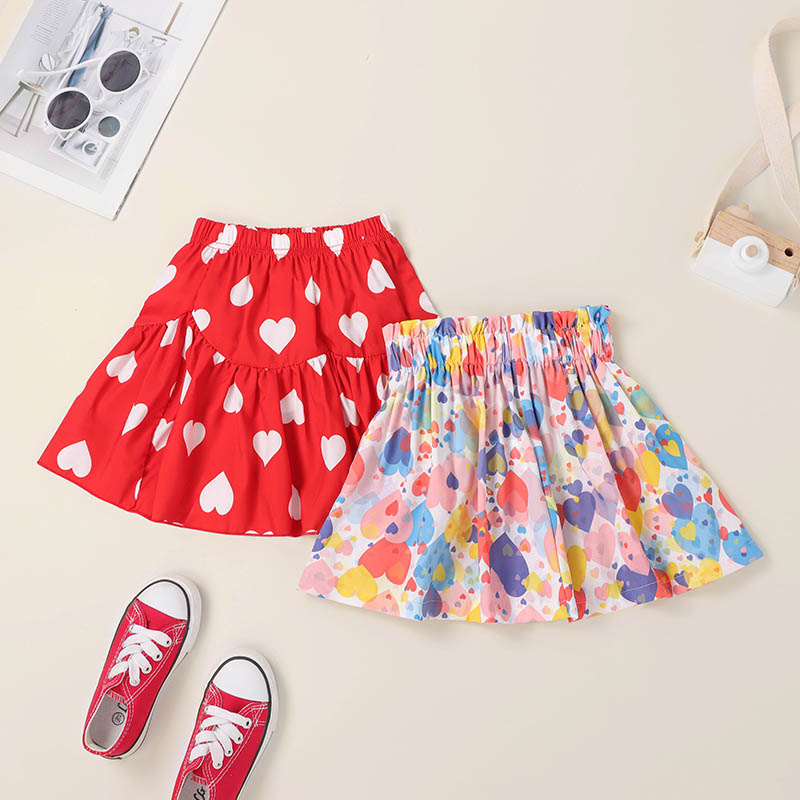 

Toddler Girl Casual Heart Print Skirt