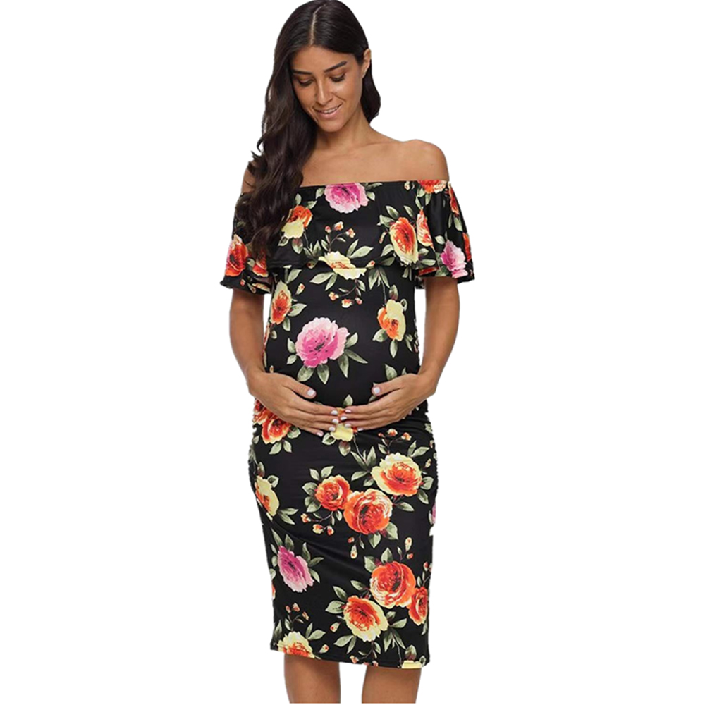 

Chic Allover Off Shoulder Maternity Dress