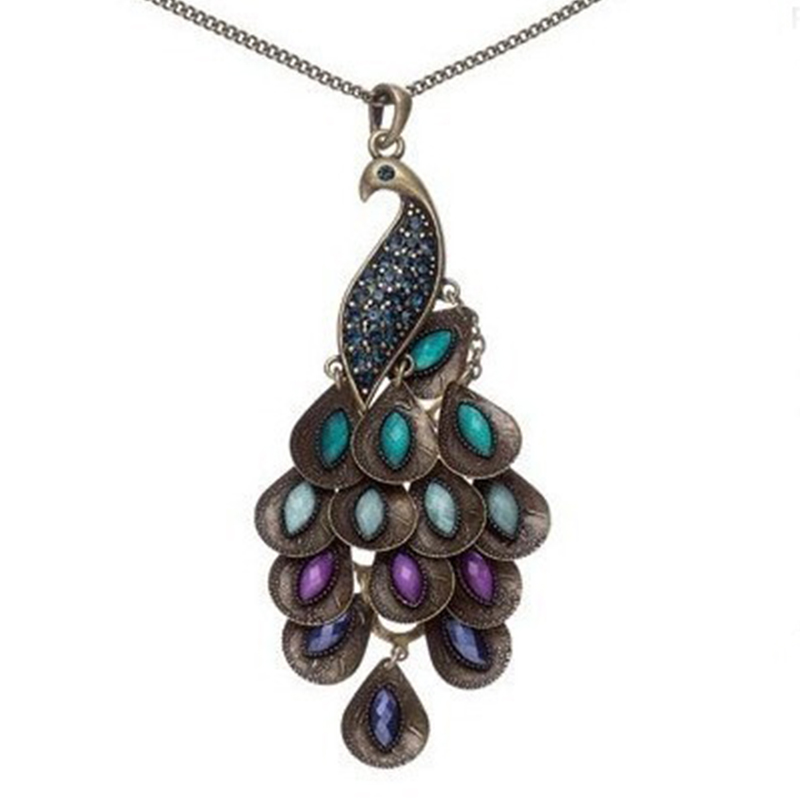 

Vintage Peacock Design Rhinestone Necklace
