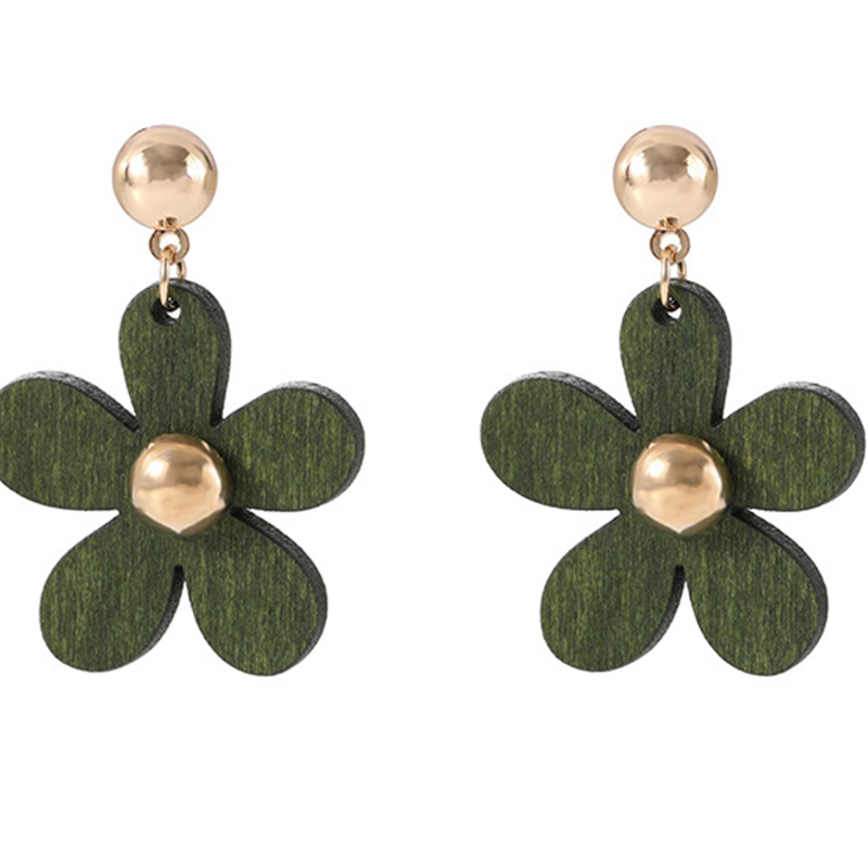 

Vintage Flower Design Wooden Earrings
