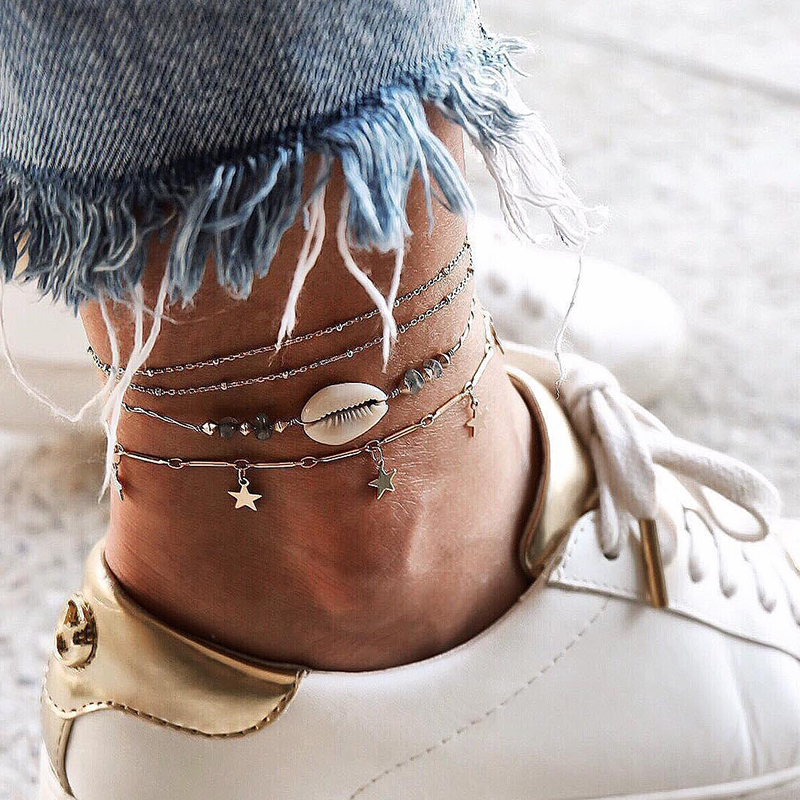 

3 Pcs Shell Decor Chain Bracelet