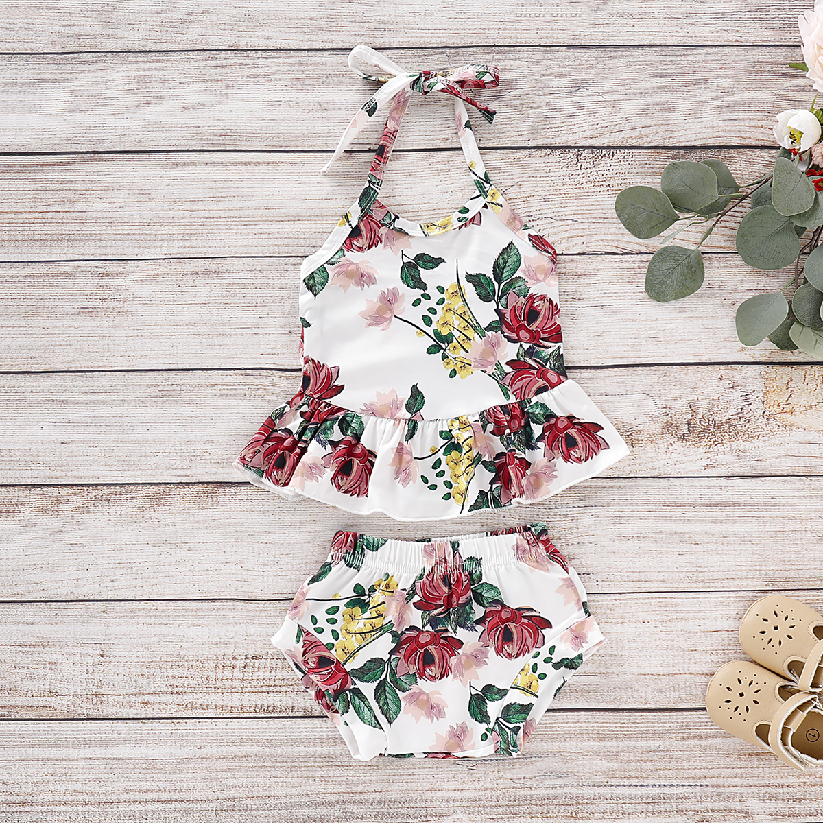 

Baby / Toddler Floral Allover Halter Top and Shorts Set