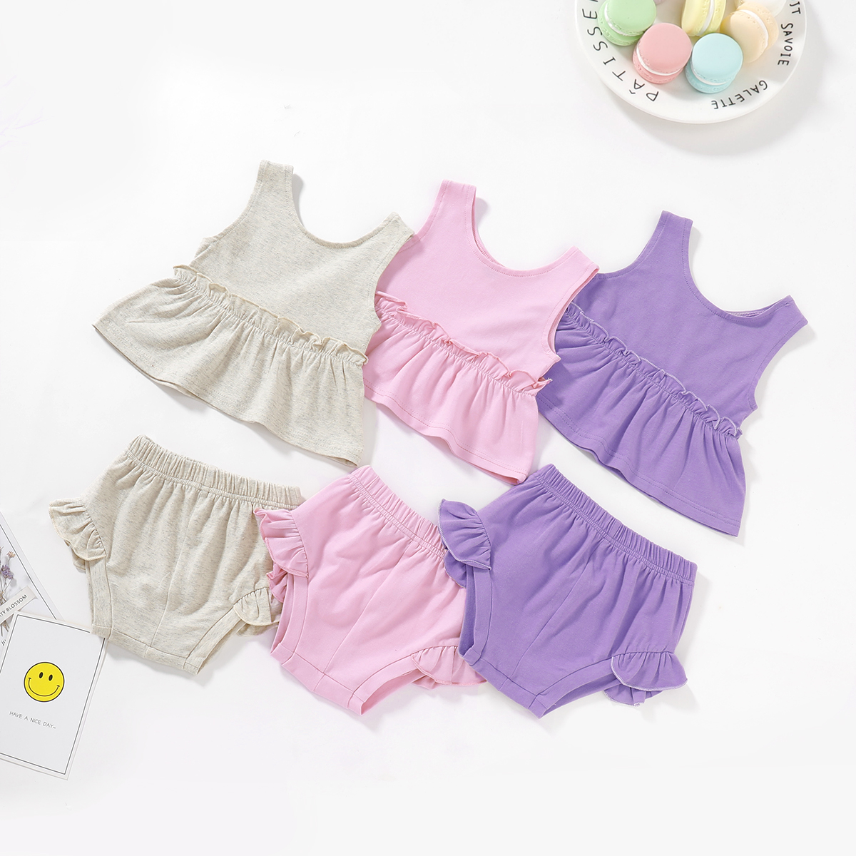 

2-piece Baby Solid Top and Shorts