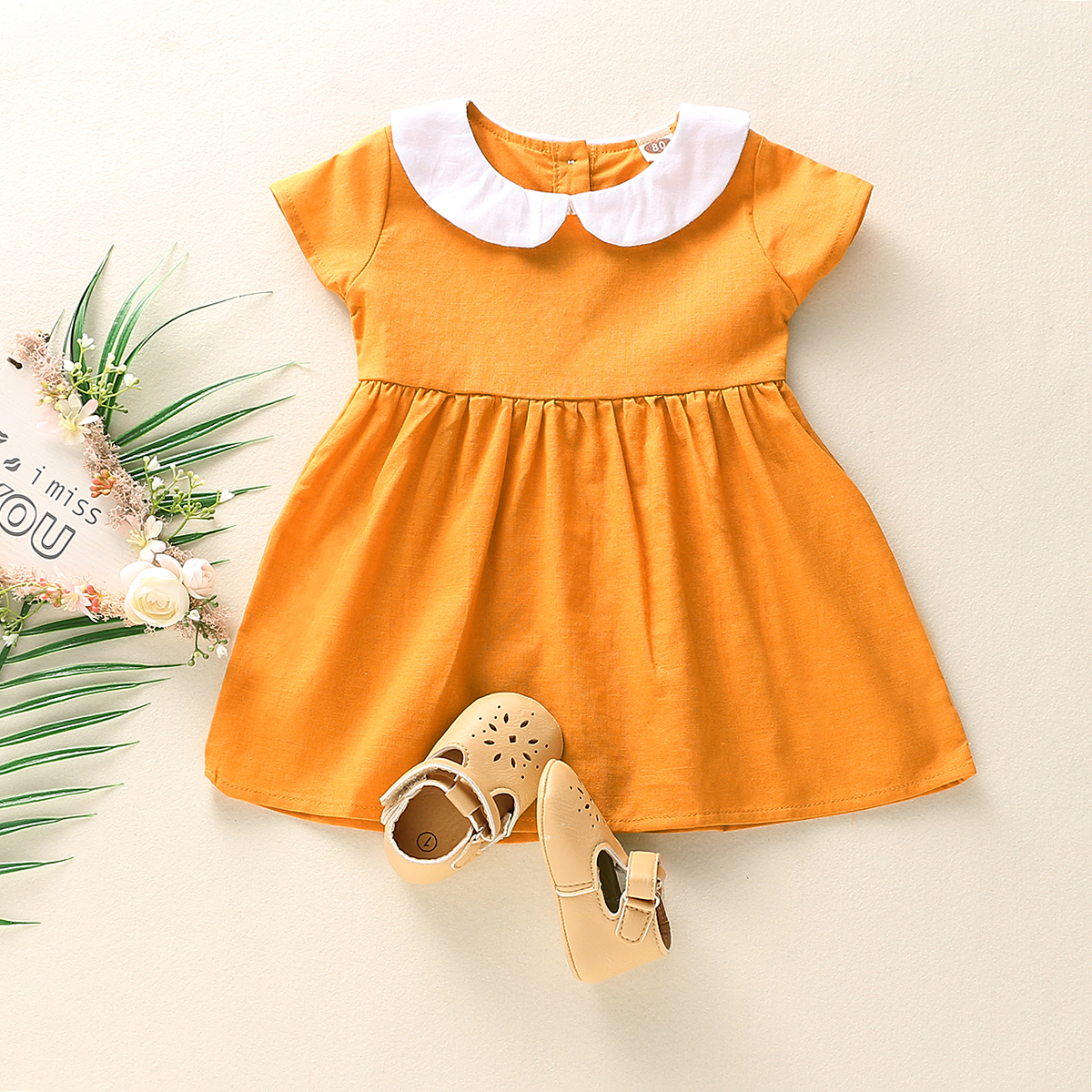 

Baby / Toddler Lovely Solid Doll Collar Dress