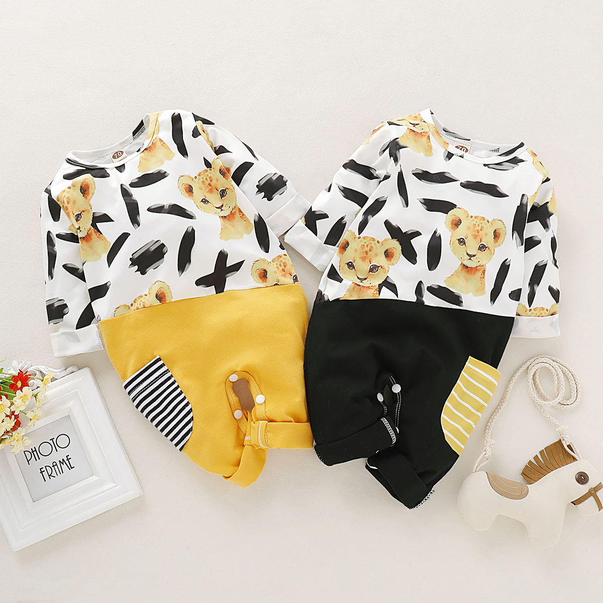 

Baby Cute Lion Print Long-sleeve Jumpsuit