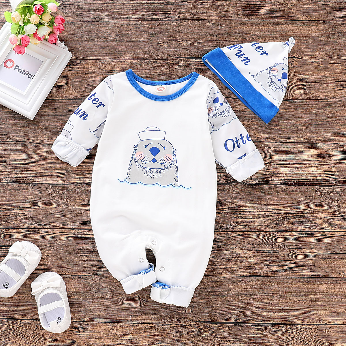 

Baby Sea Lion Print Long-sleeve Jumpsuit