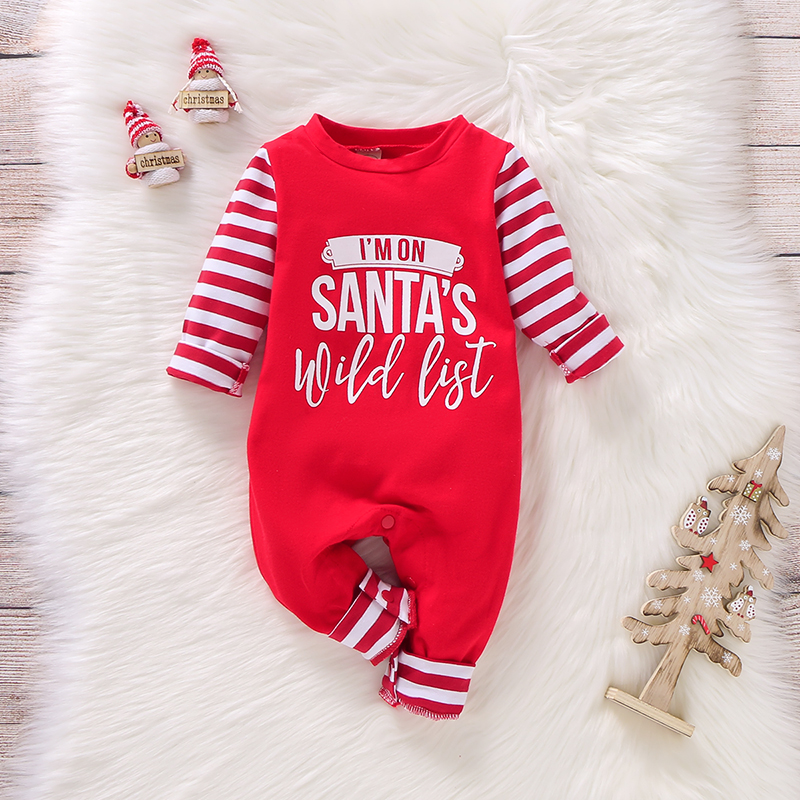 

Baby Boy / Girl Christmas Santa Letter Print Long-sleeve Jumpsuit