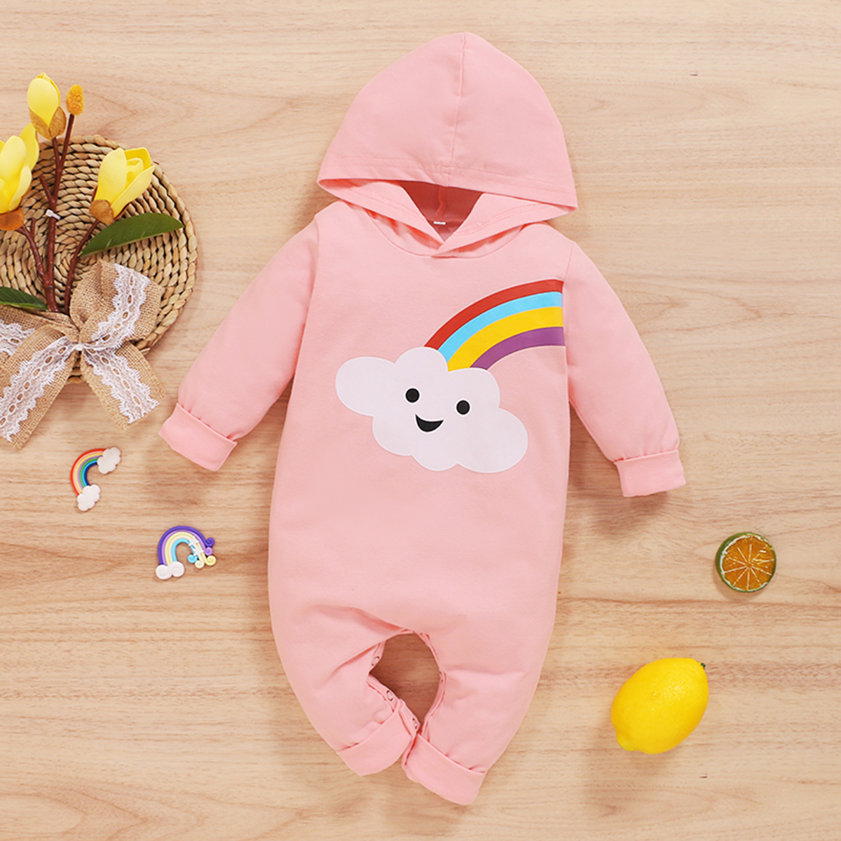 

Baby Rainbow Cloud Hooded Jumpsuit