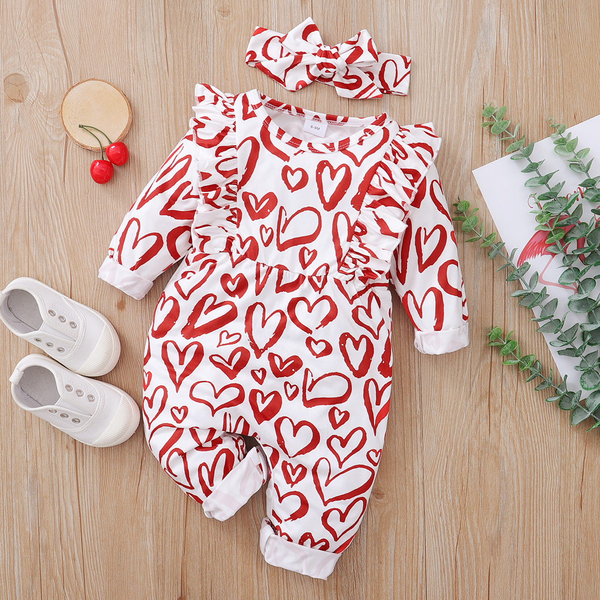 

2pc Baby Girl Heart-shaped straight Jumpsuits