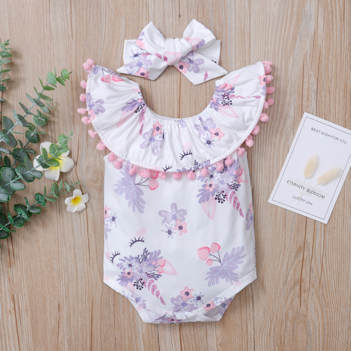 

2pcs Baby Girl sleeveless Sweet Floral Rompers & Bodysuits