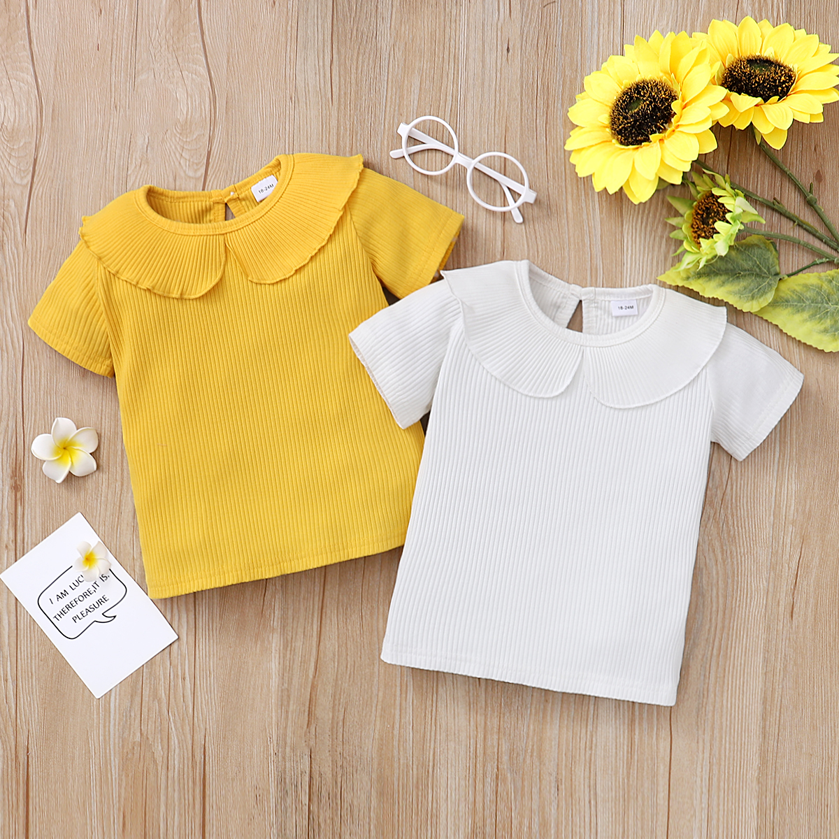 

Baby / Toddler Casual Flounced Collar Solid Tee