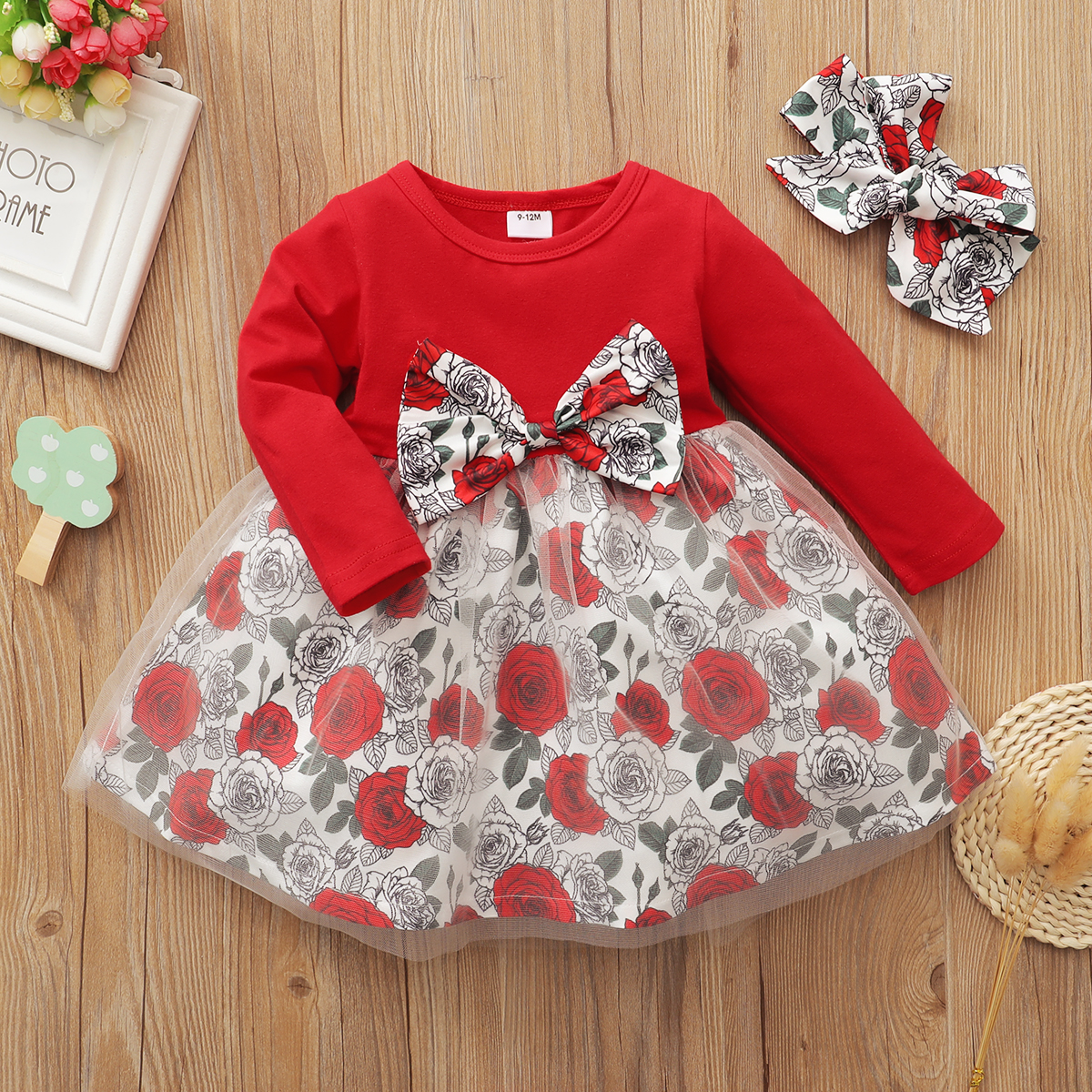 

1pc Baby Girl Long-sleeve Cotton Floral Sweet Dress