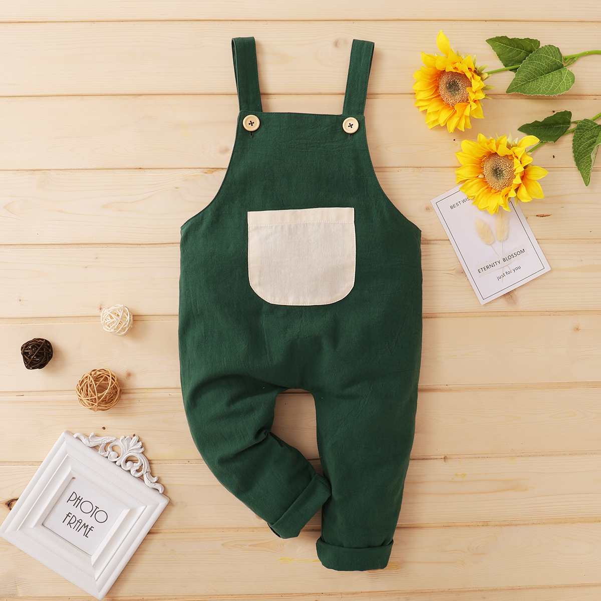 

Baby/Toddler Stylish Solid Overalls with Pocket