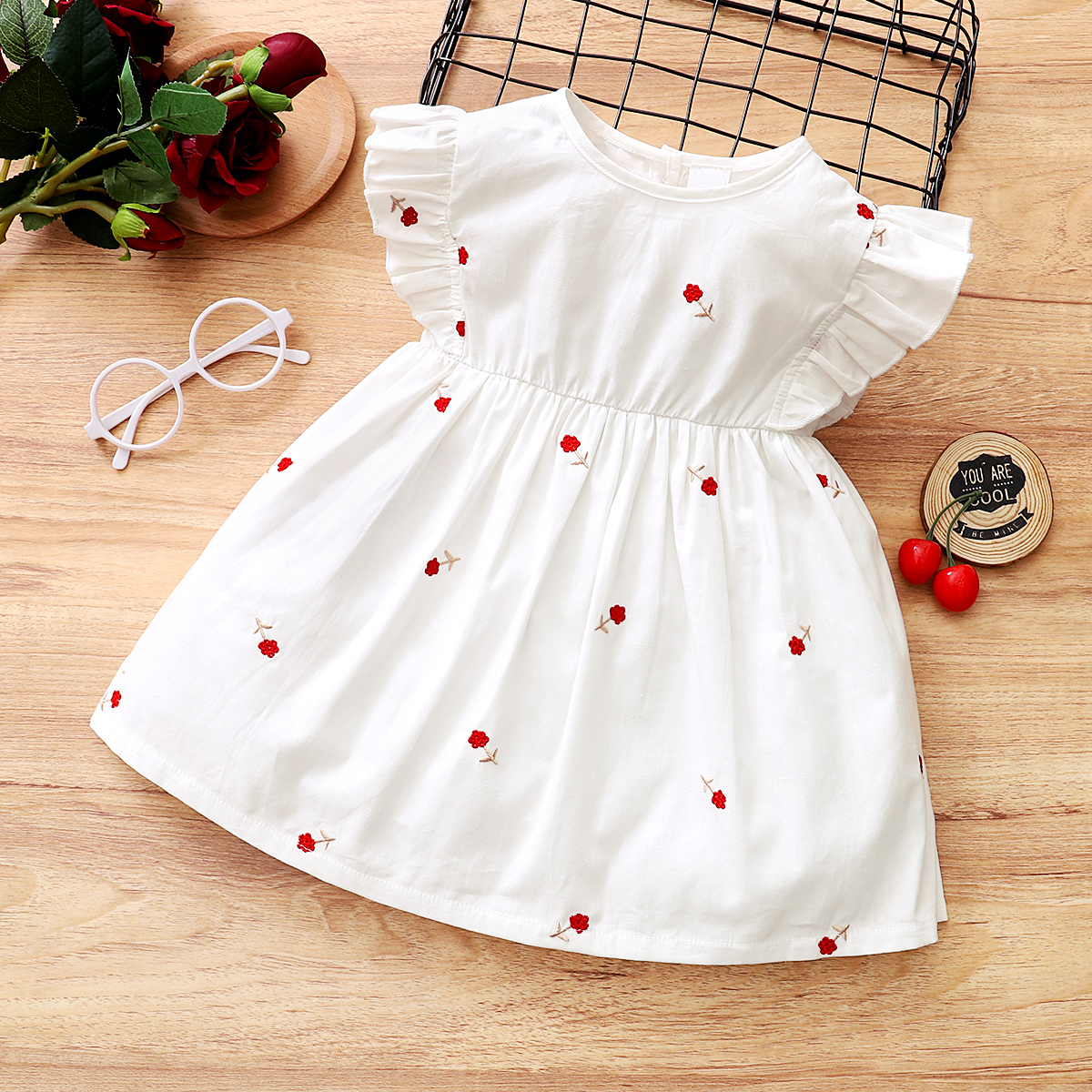 

Baby Girl Floral Sweet Dress Embroidery Fashionable Cotton Princess Clothes