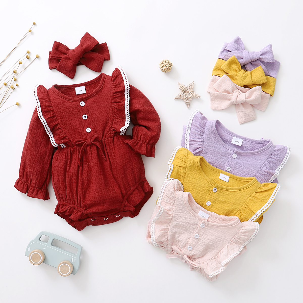 

1pc Baby Girl Long-sleeve Cotton Romper Jumpsuits