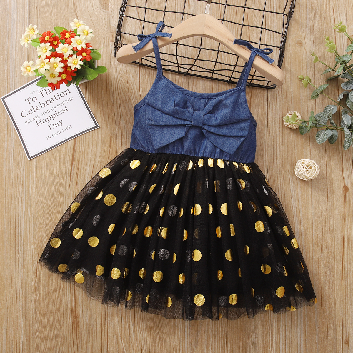 

1pc Baby Girl Cotton Polka dot Street style Dress