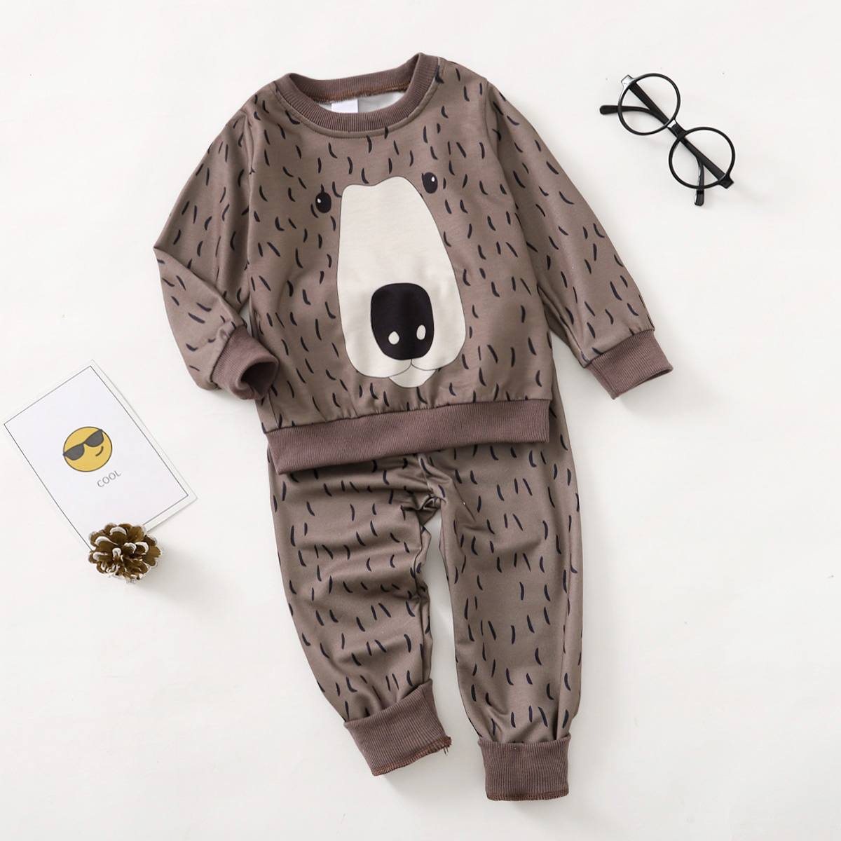 

2-piece Toddler Girl/Boy Animal Print Pullover and Elasticized Pants Casual Set