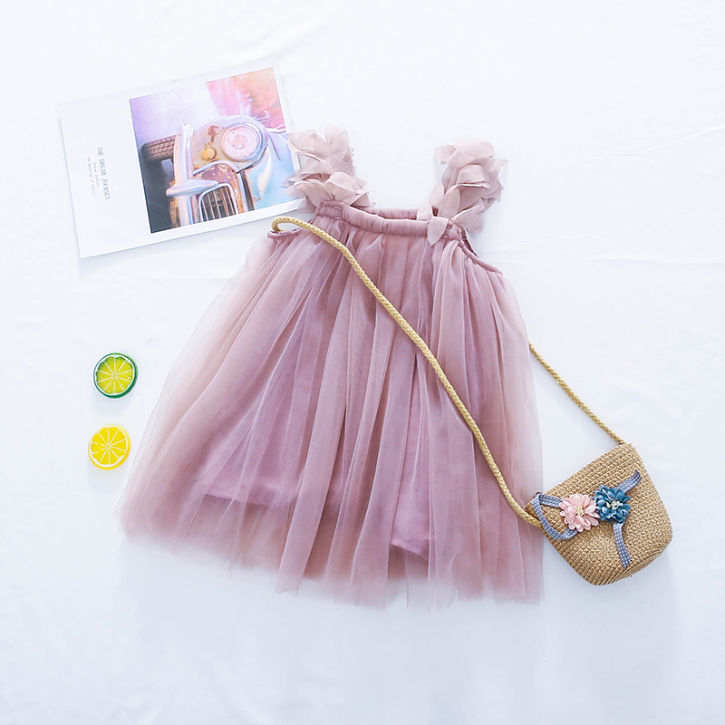 

Baby/ Toddler Girl's Flower Strap Tulle Dress(No bag)