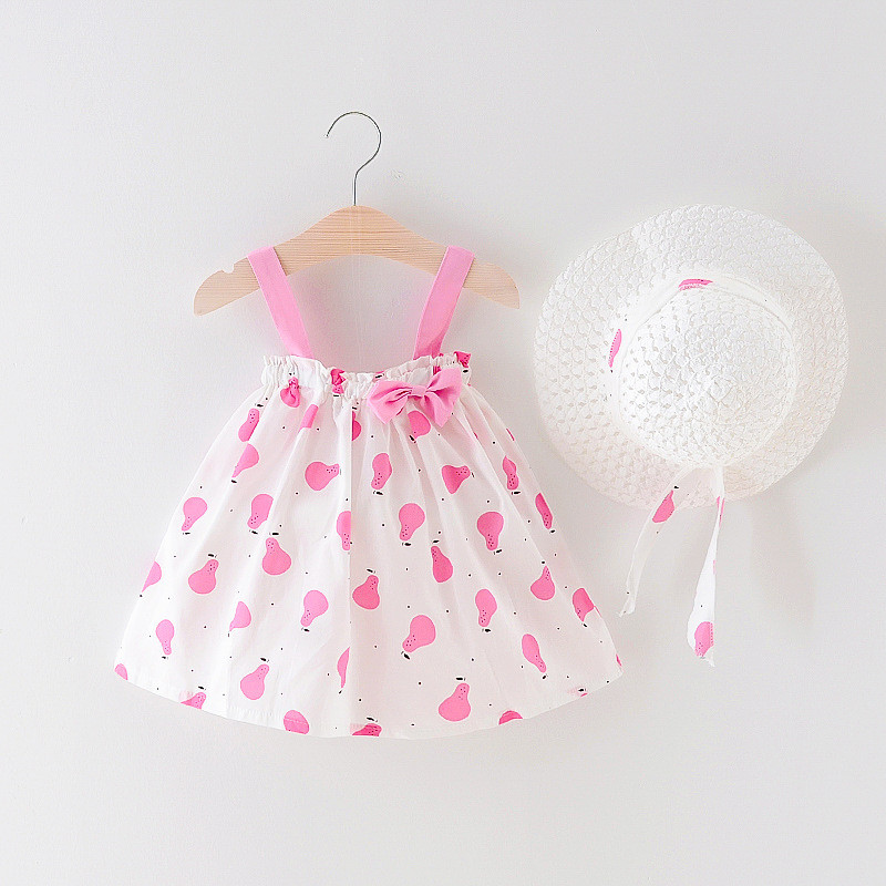 

Baby / Toddler Girl Allover Pear Pattern Print Bowknot Decor Sleeveless Dress