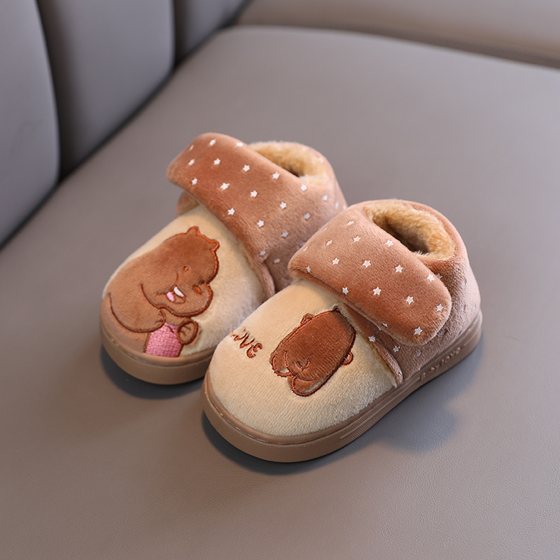 

Toddler / Kid Adorable Bear Embroidered Velvet Thermal Snow Boots