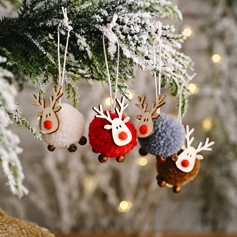 

4-pack Christmas Tree Pendant Plush Elk Hanging Decorations for Xmas Home Party Holiday Decorative