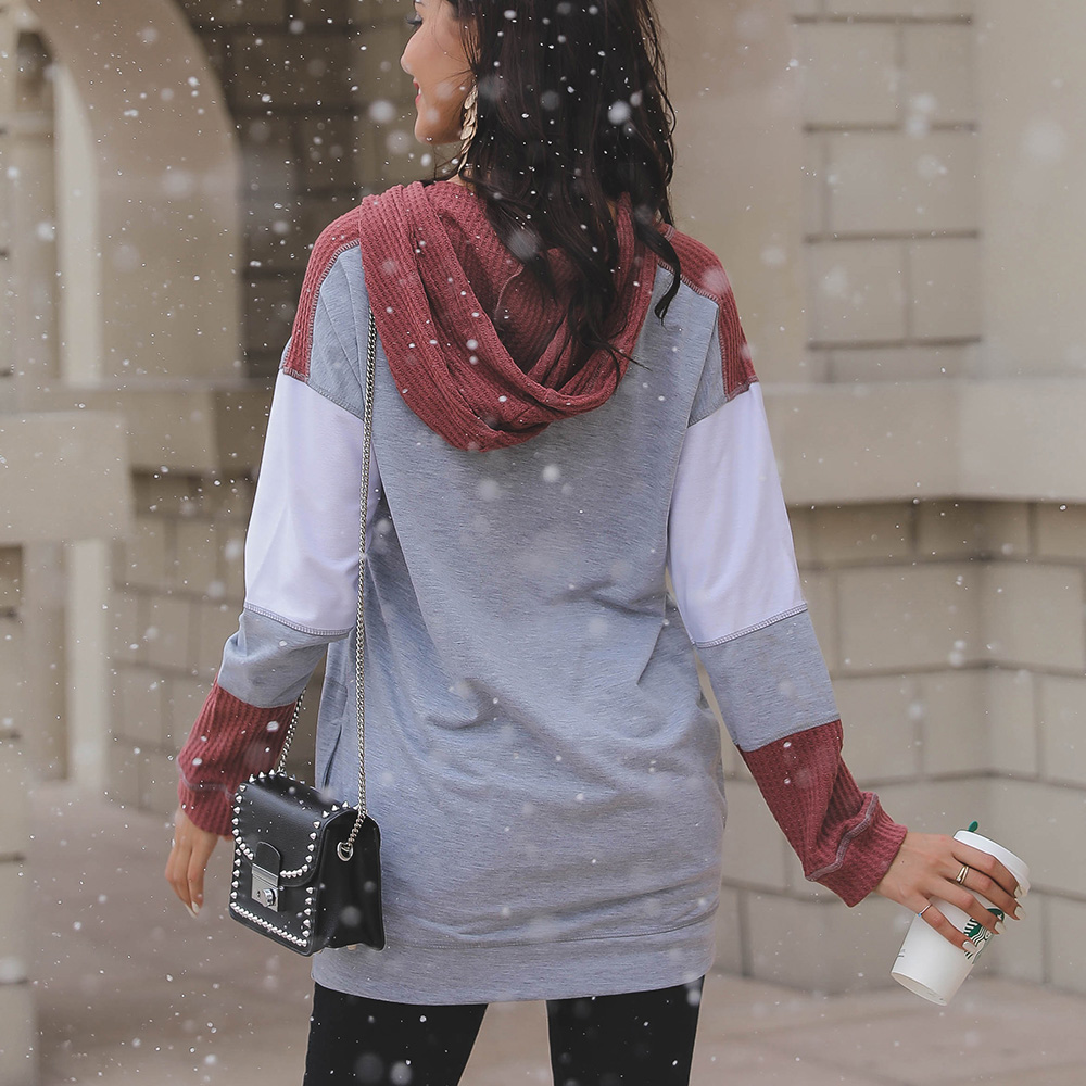 

Hooded Color Block Grey Color block long sleeve normal Hooded