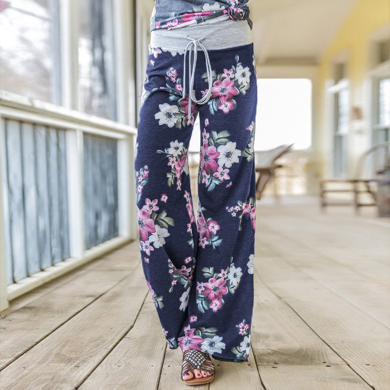 

Floral Print Drawstring Elastic Waist Wide Leg Pants