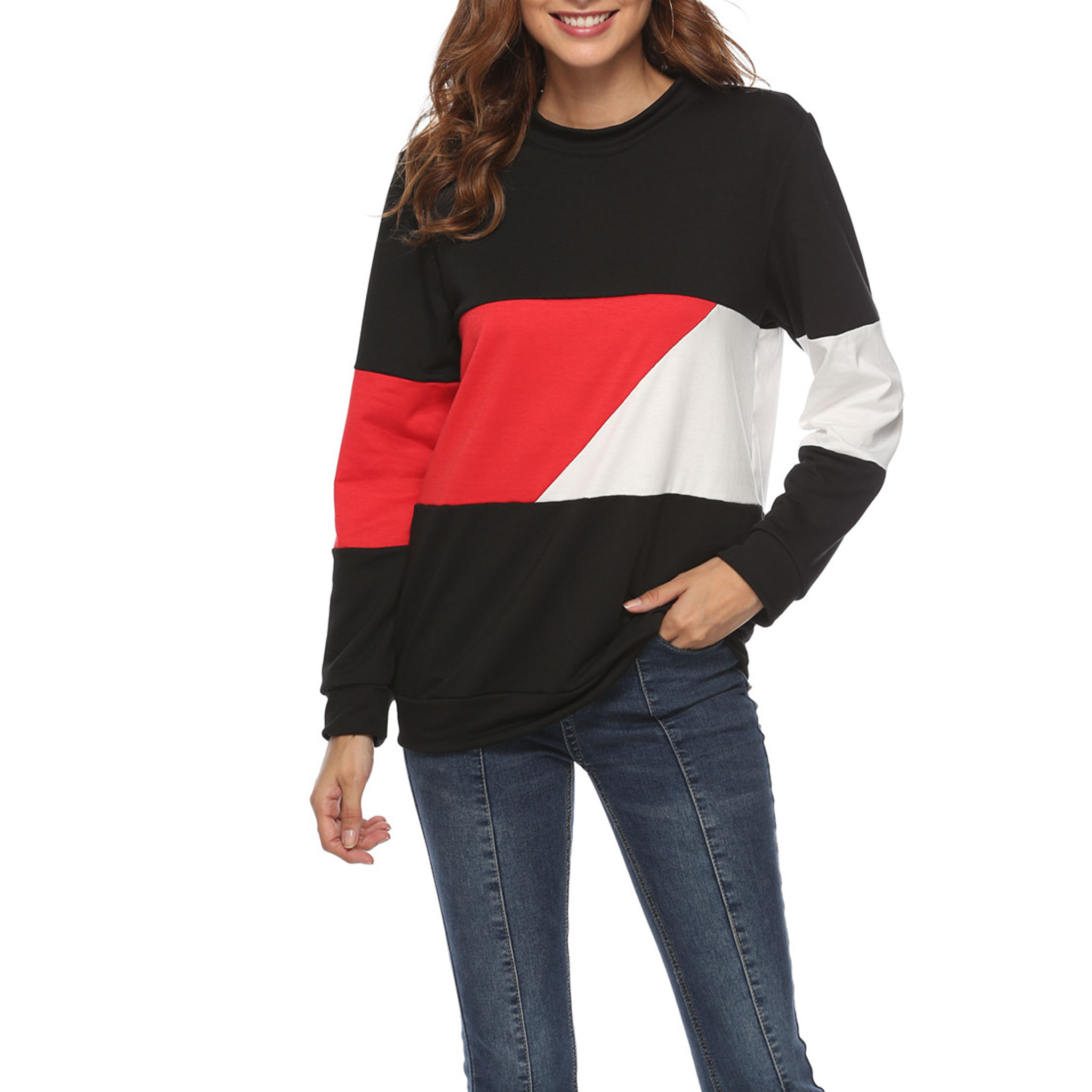 

Trendy Color Block Long-sleeve Top