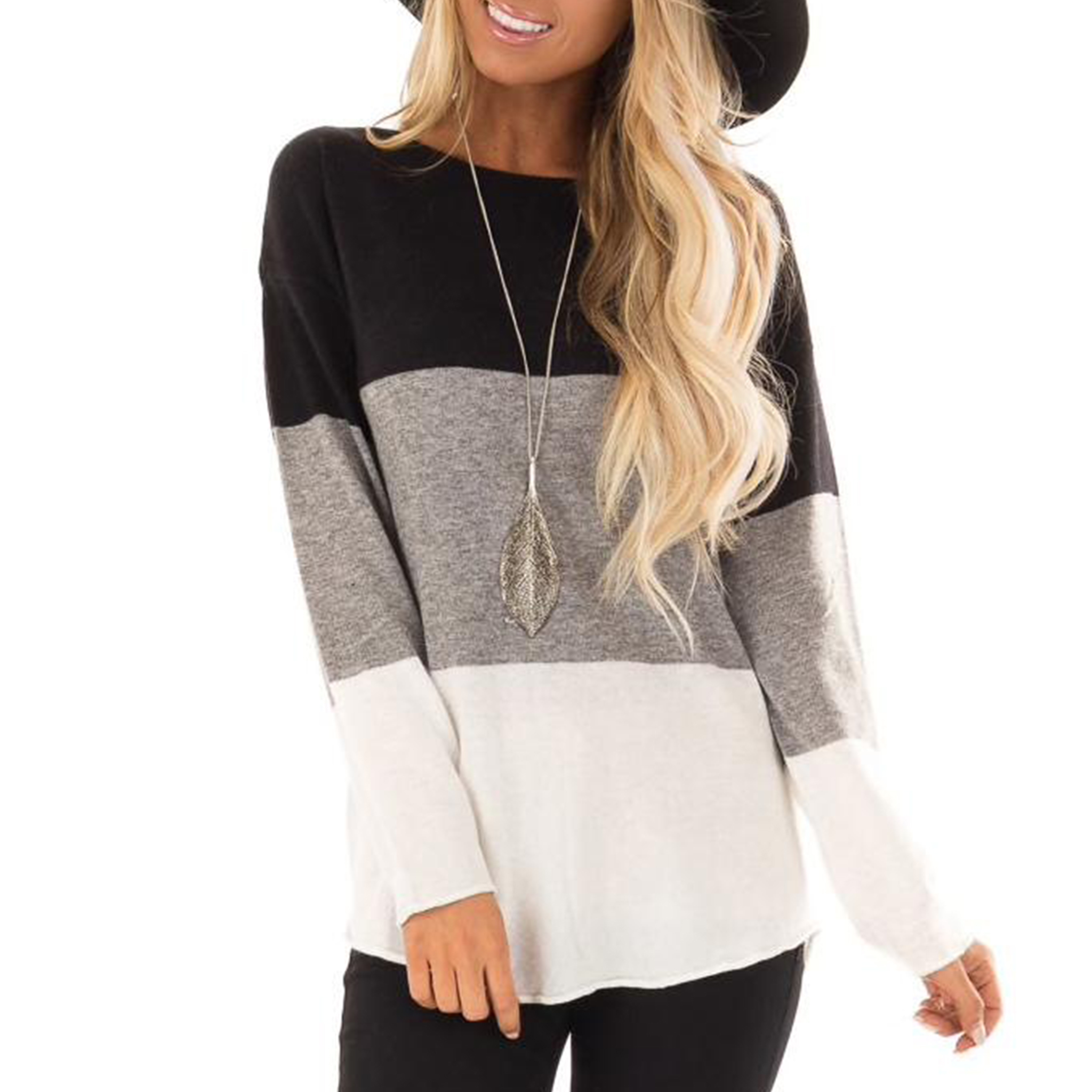 

Fashionable Color Blocked Long-sleeve Tee