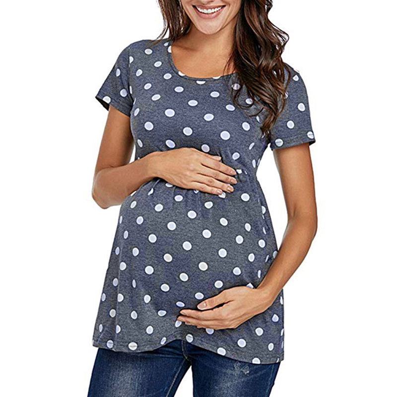 

Trendy Dotted Short-sleeve Maternity Top