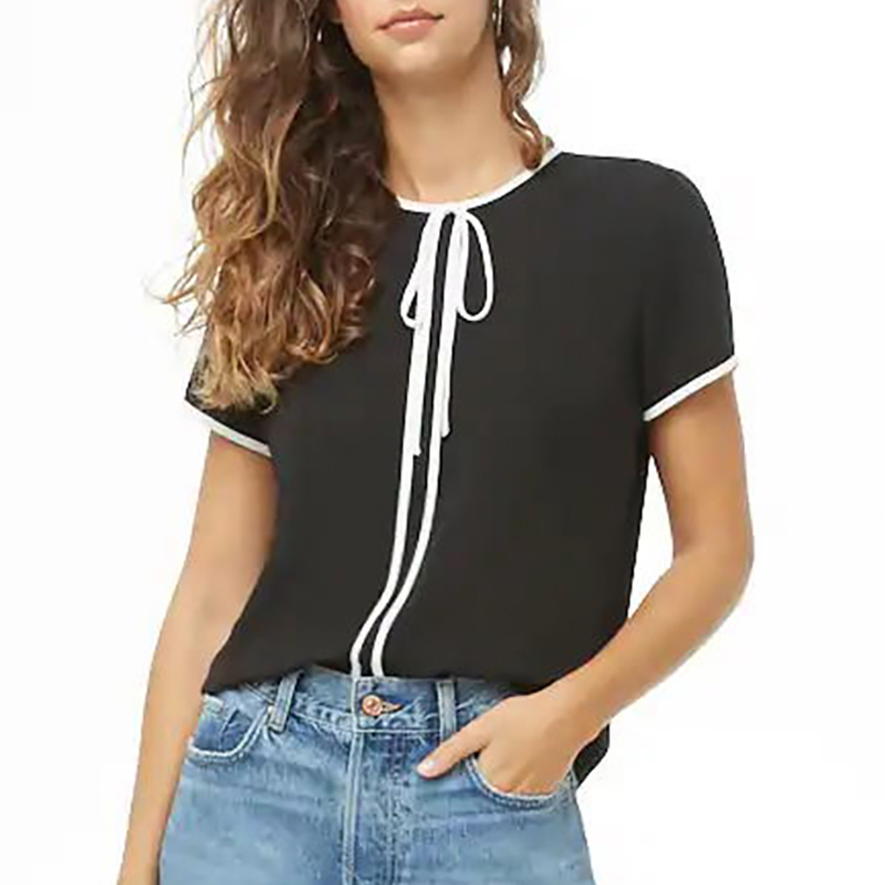 

Casual Color Contrast Short-sleeve Top