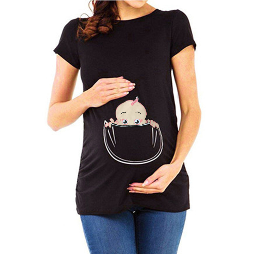 

Casual Baby Print Maternity Short-sleeve Tee