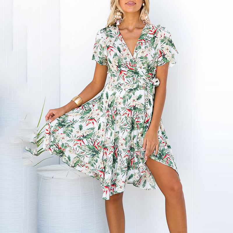 

Charming Printed Short-sleeve Dress