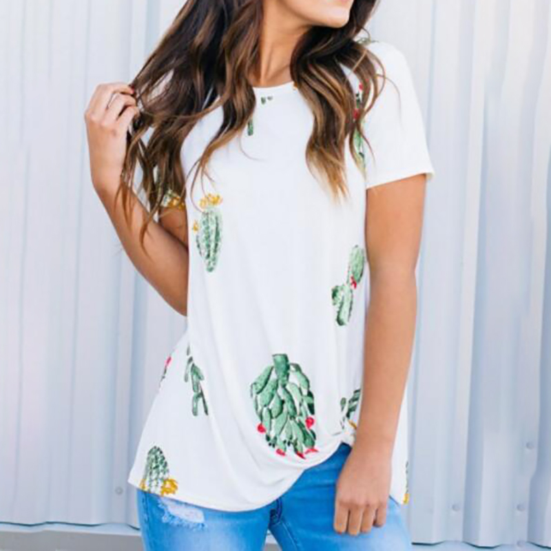 

Casual Cactus Print Short-sleeve Tee
