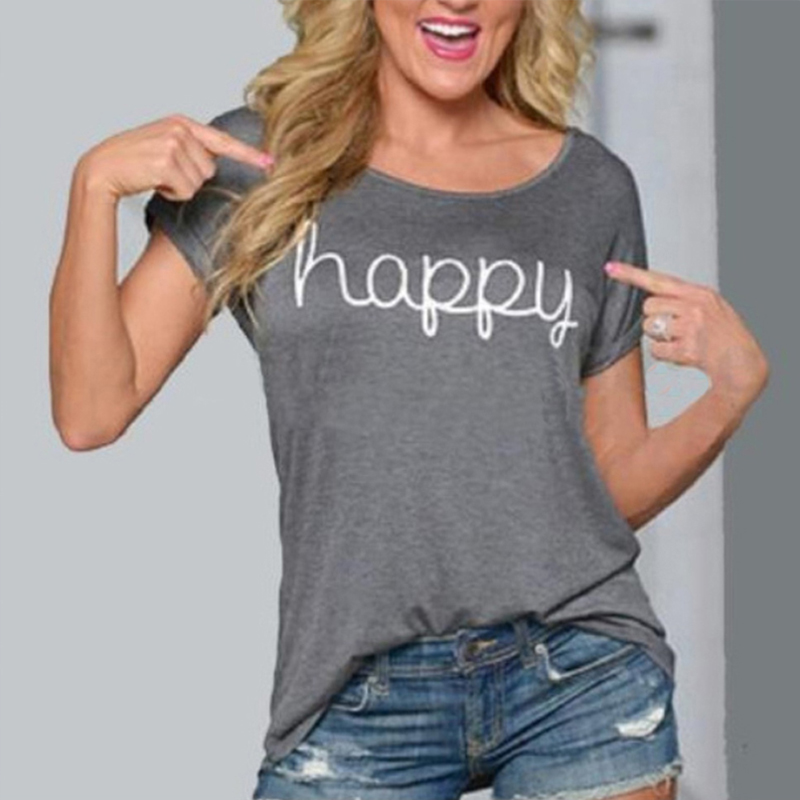 

Simple Letter Print Short-sleeve Top