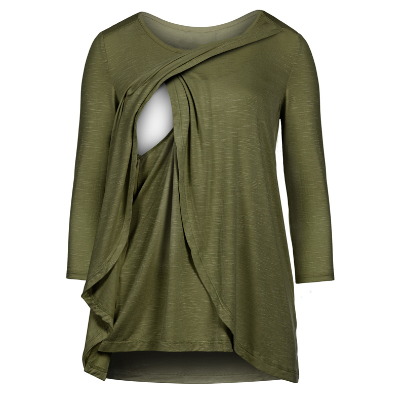 

Trendy Asymmetric Maternity Long-sleeve Top