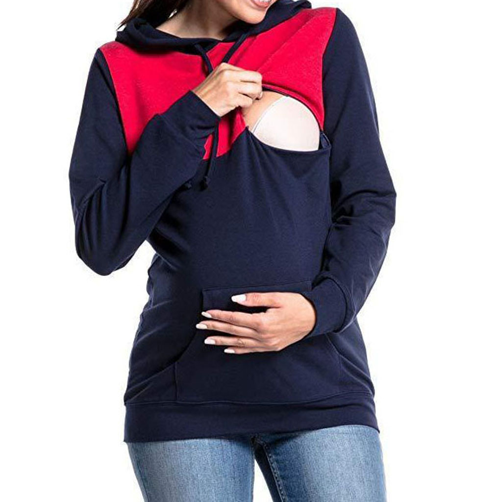 

Fashionable Color Blocked Maternity Hoodie