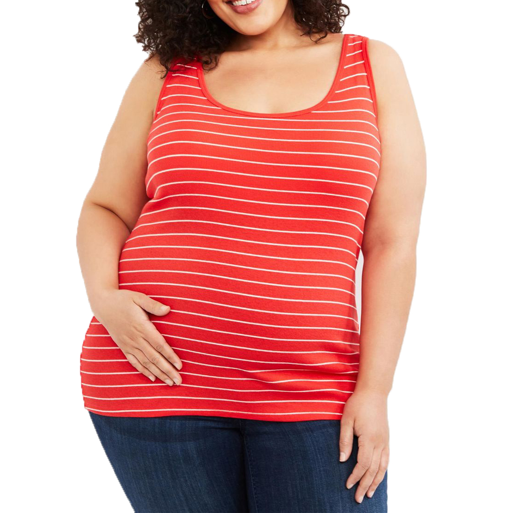 

Casual Striped Plus-size Maternity Tank Top