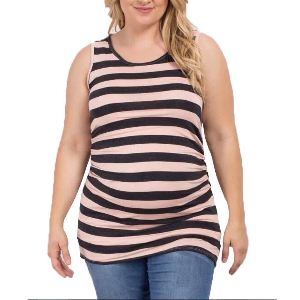 

Basic Striped Plus-size Maternity Tank