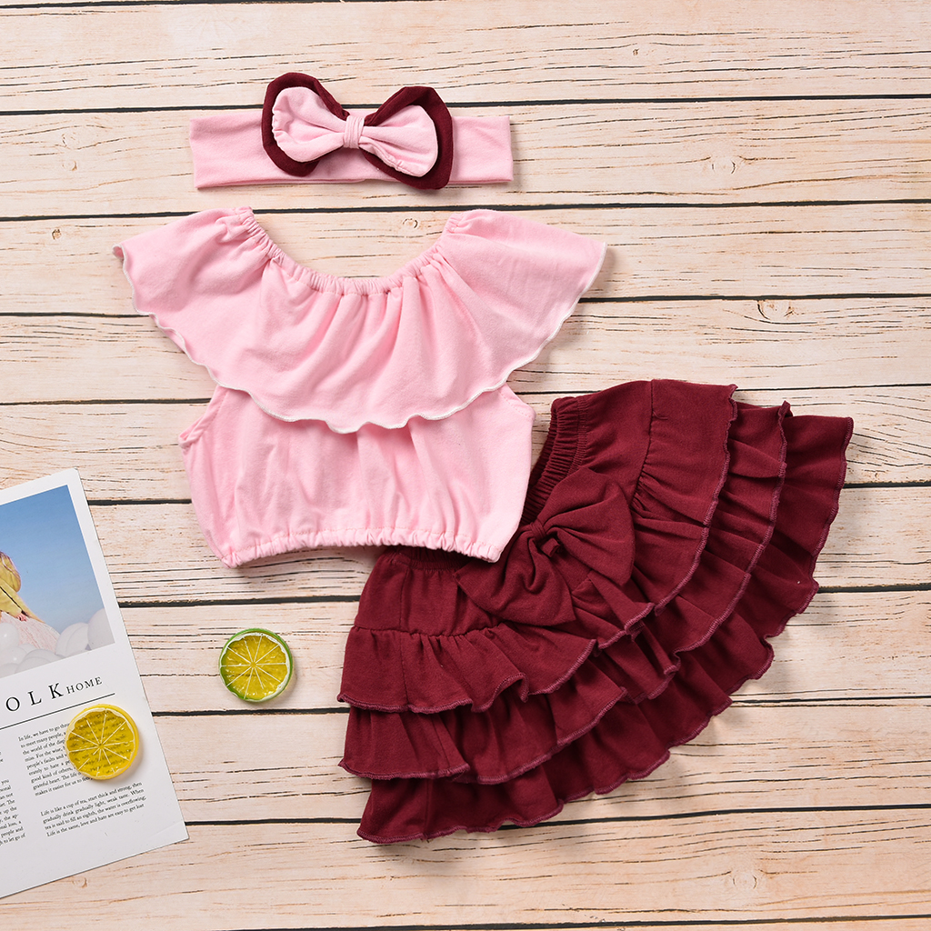 

Ruffled Top and Skirt Headband Set