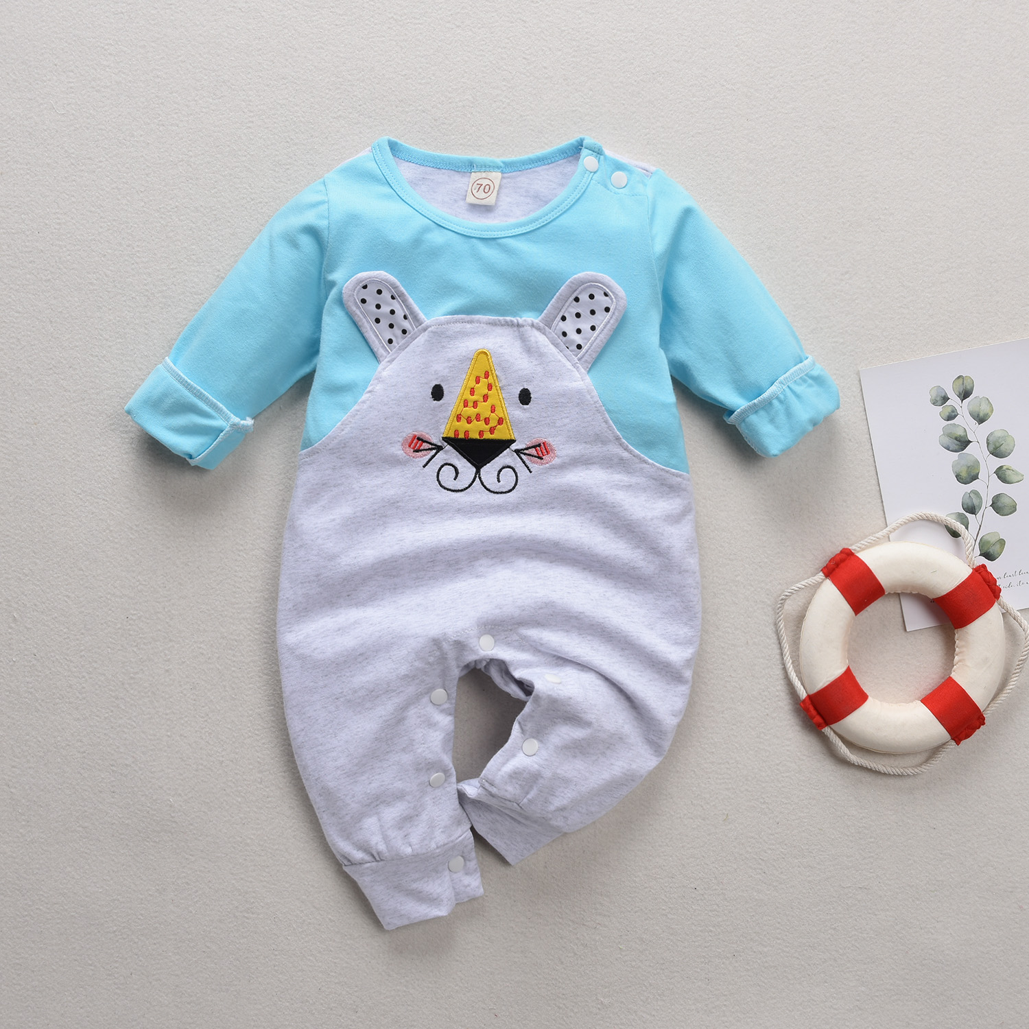 

Baby Girl 3D Design Mouse Embroidered Long-sleeve Jumpsuit