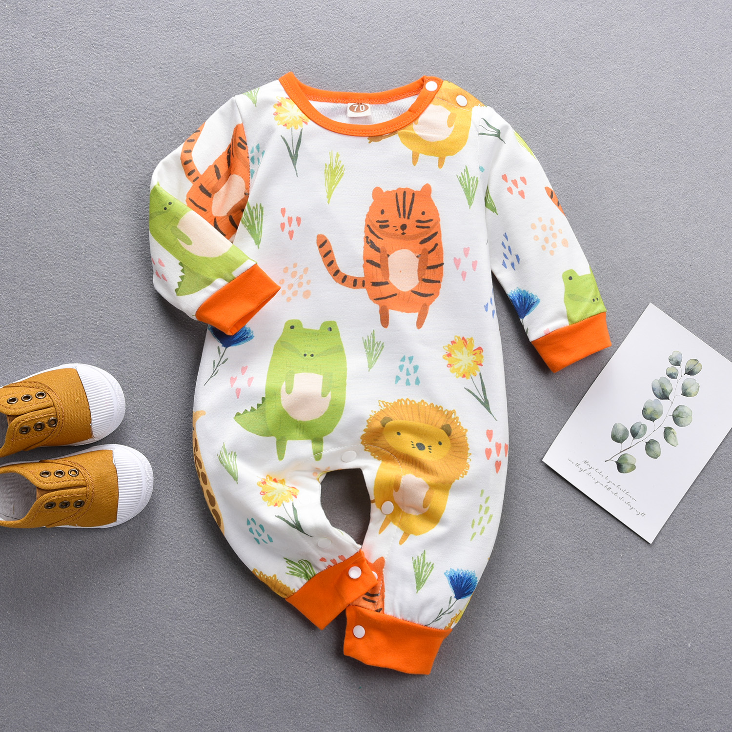 

Baby Cartoon Animal Print Long Sleeves Jumpsuit