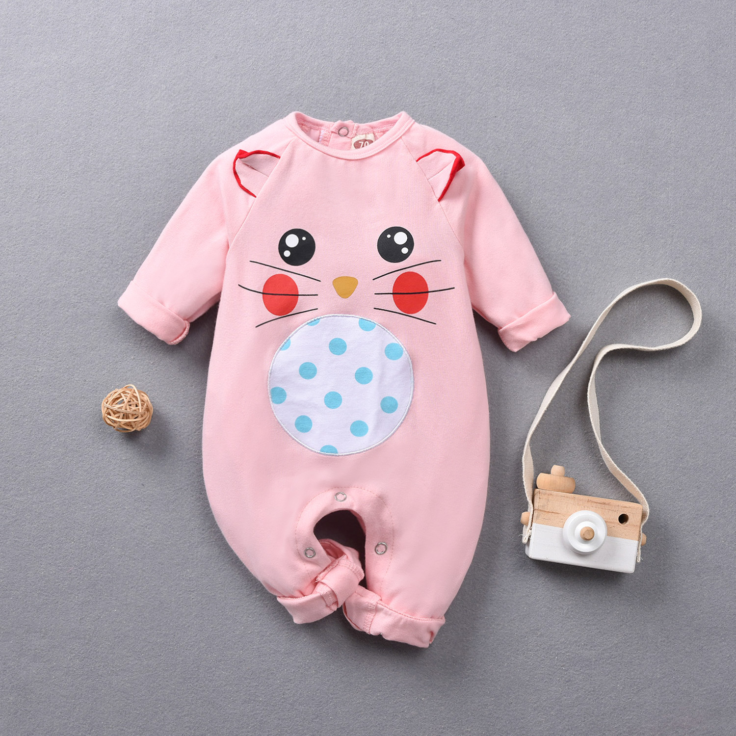 

Baby Girl Cute Cat Design Long-sleeve Jumpsuit